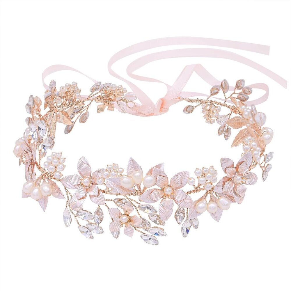 Wedding Headpiece Bridal Headband Pearl Rhinestone Ribbon Accessories